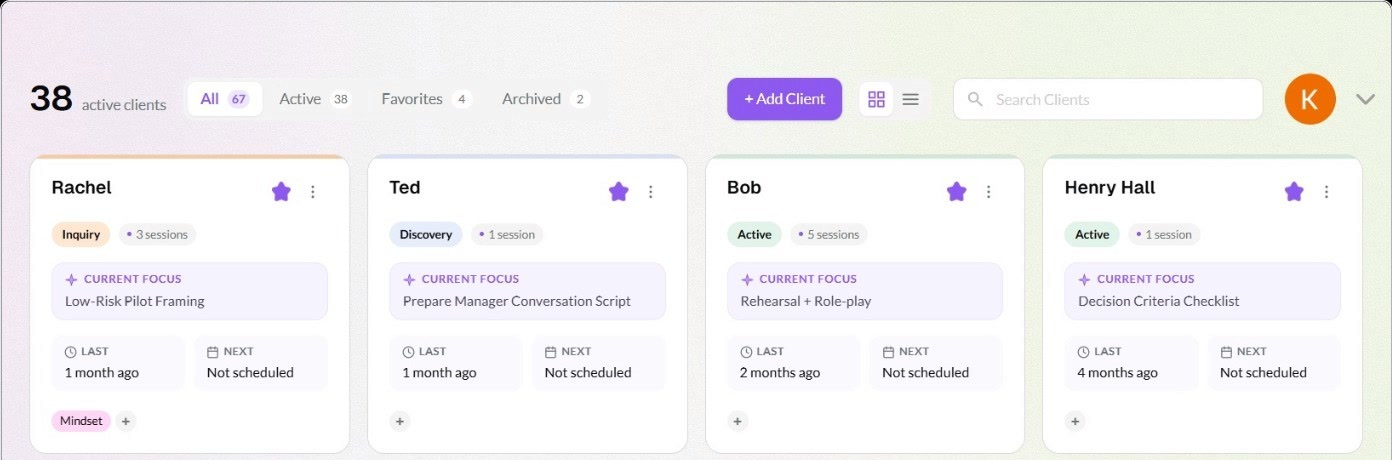 CoachRocks client roster